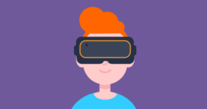 A cartoon teen wearing a VR headset