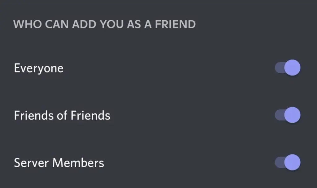 Discord who you can add as friends settings