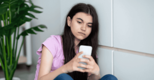 Young girl using a mobile device