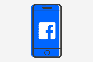 A smartphone with the Facebook logo on its screen