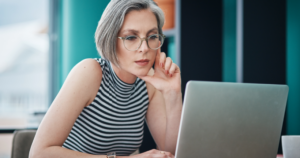 Woman looking at a laptop