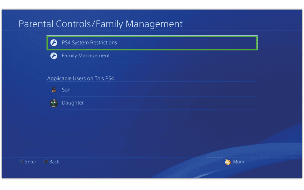 PlayStation (PS4) Parental Controls Internet