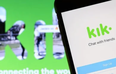 A smartphone with the Kik app logo.